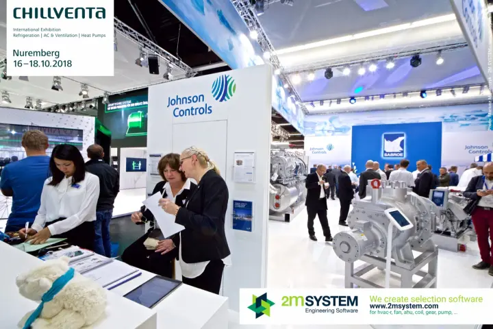 Johnson Controls stand with Sabroe industrial compressors on display at Chillventa 2018