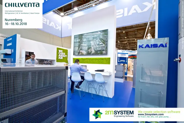 Kaisai brochure stand and work counter on the Kaisai Klimor booth at Chillventa 2018