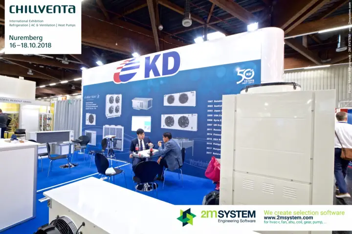 KD stand with 50 years milestones and a large outdoor unit at Chillventa 2018