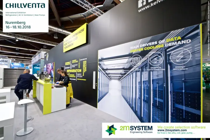 Kelvion data center wall with the bar counter in the background at Chillventa 2018