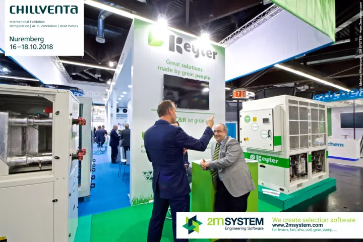 Keyter stand with slogan wall and outdoor unit with refrigerant labels