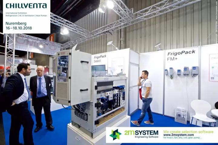 KIMO open refrigeration demonstrator next to the FrigoPack FM+ wall at Chillventa 2018