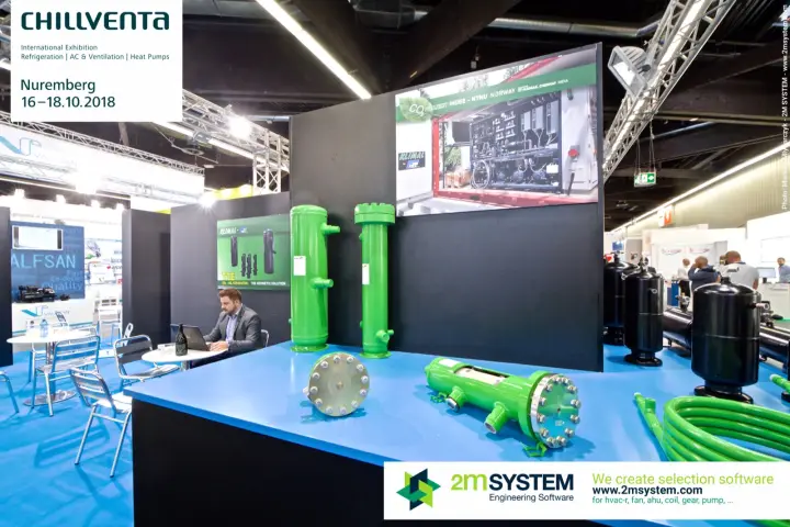 Klimal green CO2 separators and heat exchangers on blue display at Chillventa 2018