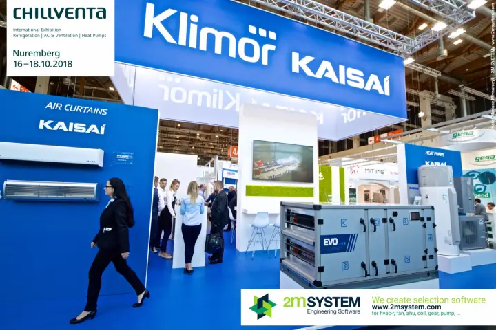 Klimor EVO Compact AHU and Kaisai air curtains at stand entrance at Chillventa 2018