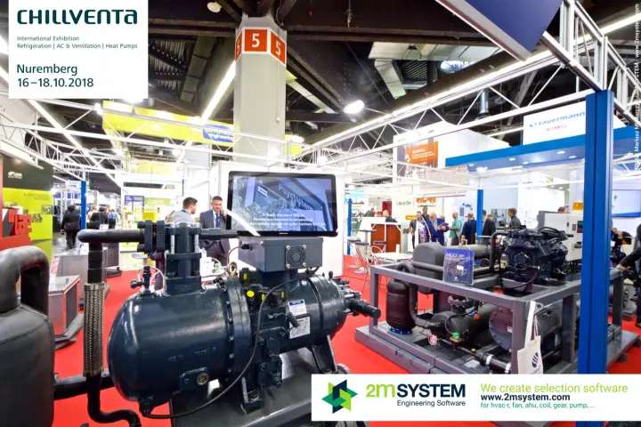Large compressor and video screen on the Psyctotherm stand at Chillventa 2018