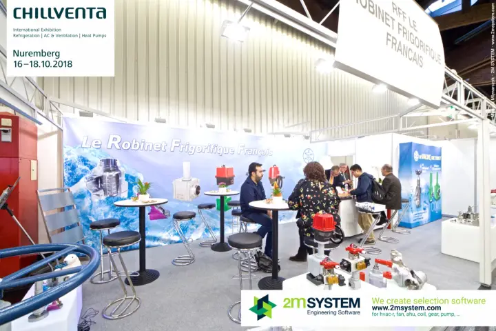 Le Robinet Frigorifique Français stand with refrigerant valves on show