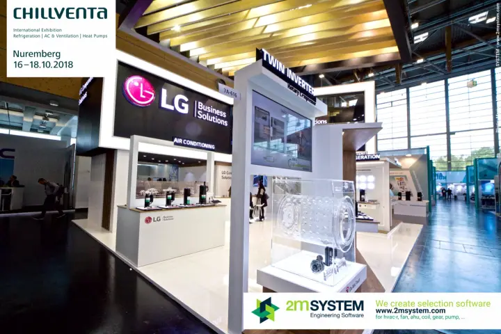 LG Business Solutions stand with Twin Inverter rotary compressor model at Chillventa 2018