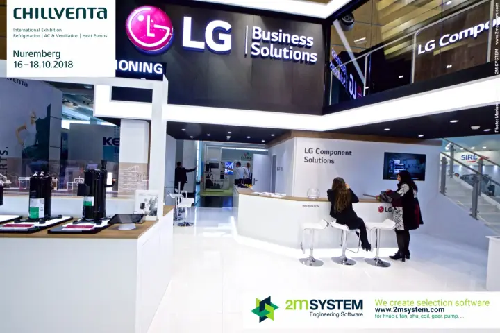 LG Business Solutions two-storey stand with compressor counter at Chillventa 2018