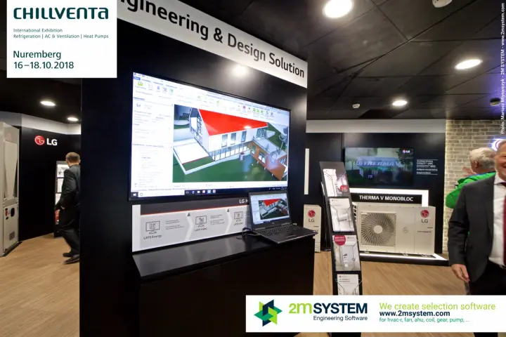 LG design software demo with LATS tools and a Therma V Monobloc unit at Chillventa 2018