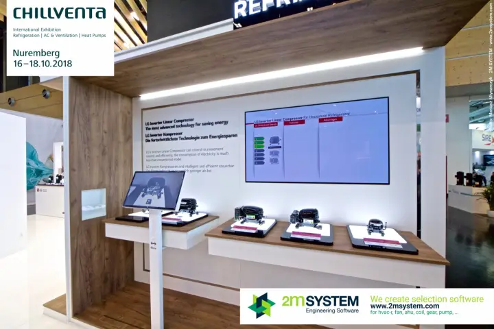 LG Inverter Linear Compressor display with touchscreen kiosk at Chillventa 2018