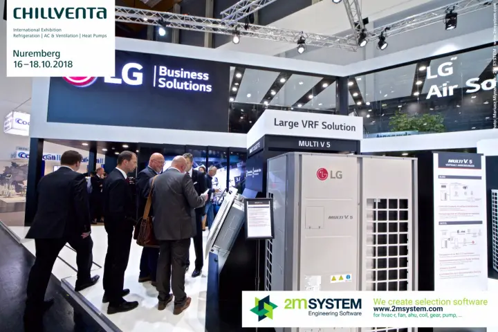 LG MULTI V 5 outdoor unit under the "Large VRF Solution" header at Chillventa 2018