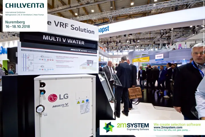 LG MULTI V WATER water-cooled VRF unit with an application board at Chillventa 2018