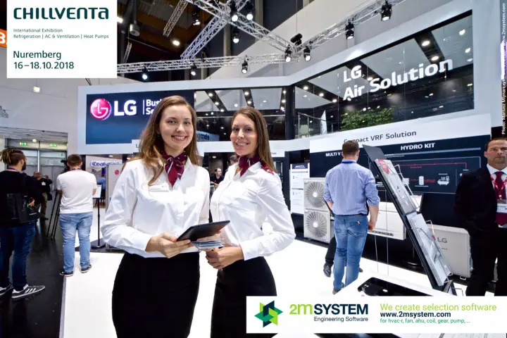 LG stand staff in front of Compact VRF Solution and Hydro Kit displays at Chillventa 2018