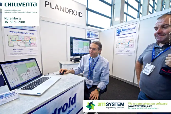 Live duct layout demo at the Plandroid software counter at Chillventa 2018