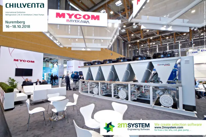 Long Mayekawa MYCOM refrigeration package with roof-mounted fans