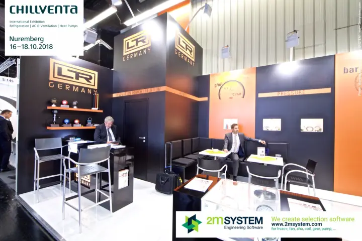 LR Germany logo tower with digital instruments on orange shelves at Chillventa 2018