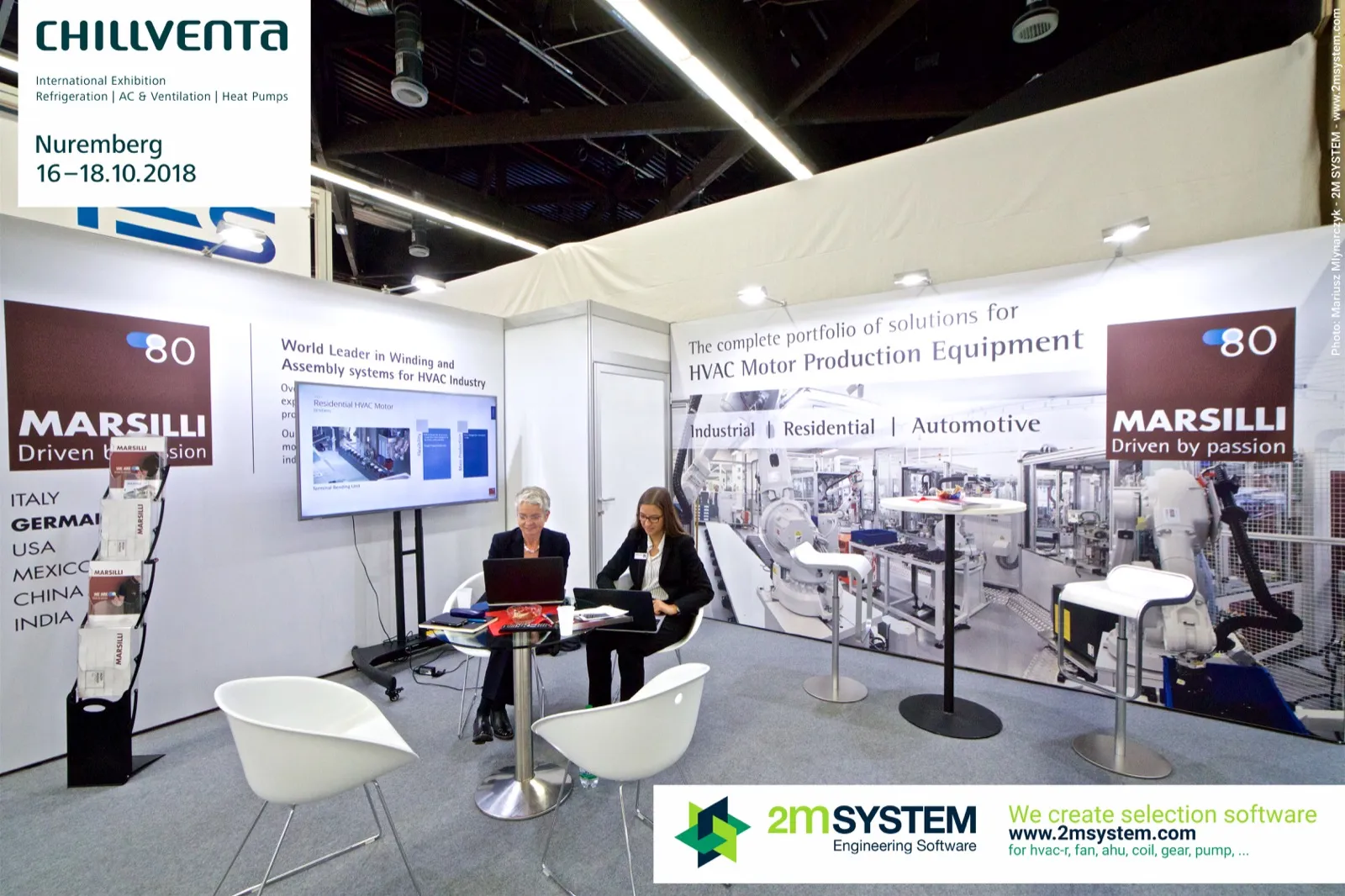 Marsilli stand presenting HVAC motor production equipment at Chillventa 2018