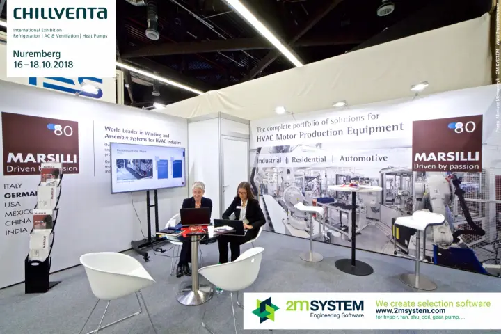 Marsilli stand presenting HVAC motor production equipment at Chillventa 2018