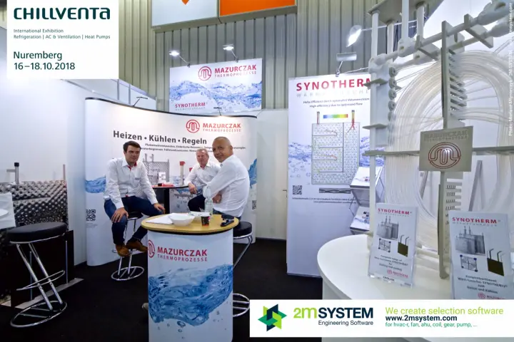 Mazurczak Thermoprozesse stand with SYNOTHERM plate heat exchanger displays