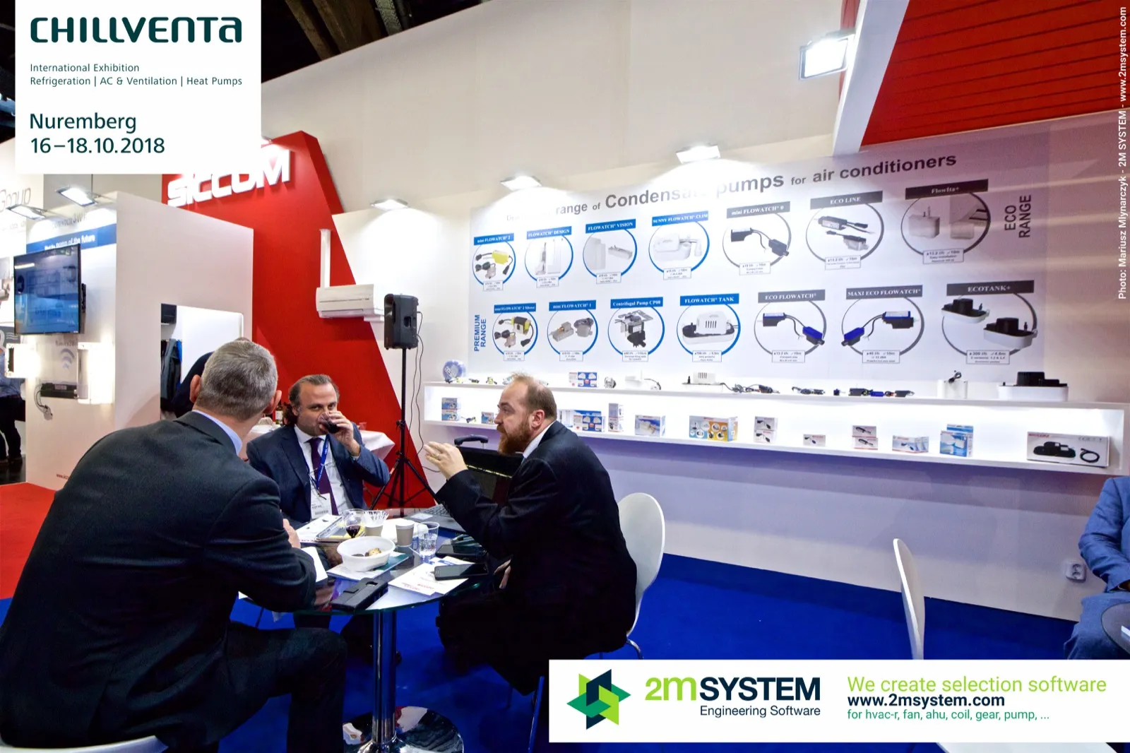 Meeting in front of the Siccom condensate pump range wall at Chillventa 2018