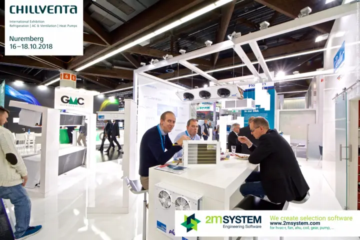 Meeting at a Roller bar table with a finned coil sample at Chillventa 2018