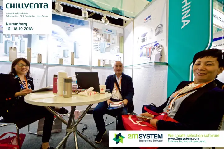 Meeting table at the FEKS plate heat exchanger booth at Chillventa 2018