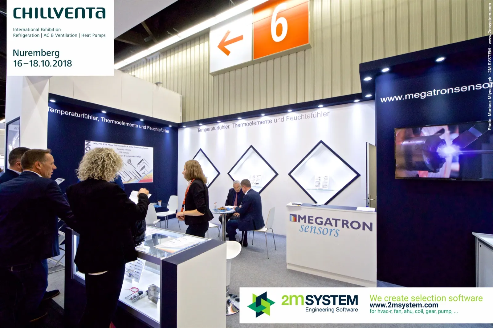 Megatron Sensors counter and sensor showcase under the hall 6 sign at Chillventa 2018