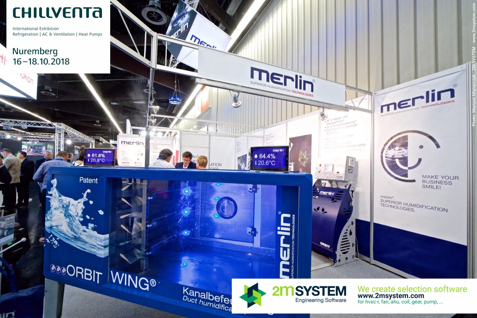 Merlin Orbit Wing duct humidifier with transparent casing at Chillventa 2018