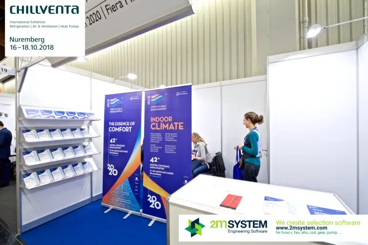 Mostra Convegno Expocomfort promotion stand with leaflet rack