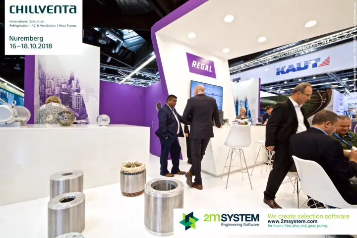 Motor stators and rotor housings displayed on the Regal stand at Chillventa 2018