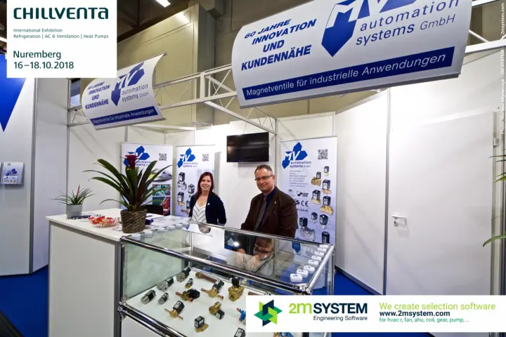 MV Automation Systems stand with a glass case of solenoid valves