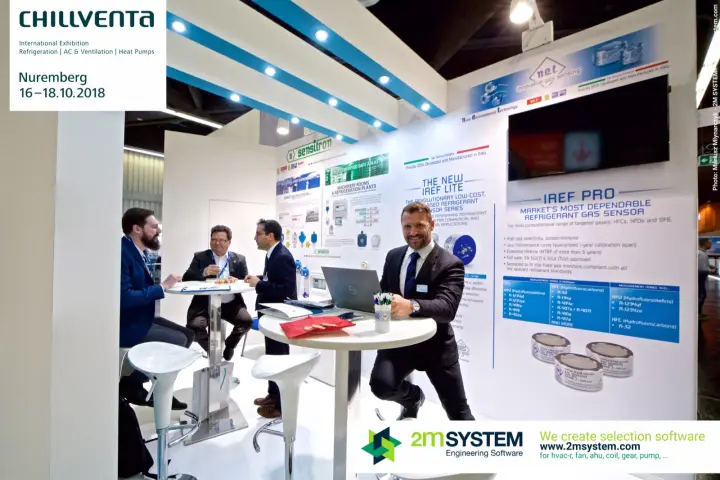 N.E.T. gas sensing stand with IREF PRO and IREF LITE refrigerant sensor panels at Chillventa 2018
