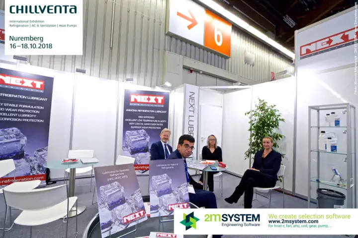 NEXT Lubricants stand with refrigeration lubricant posters at Chillventa 2018