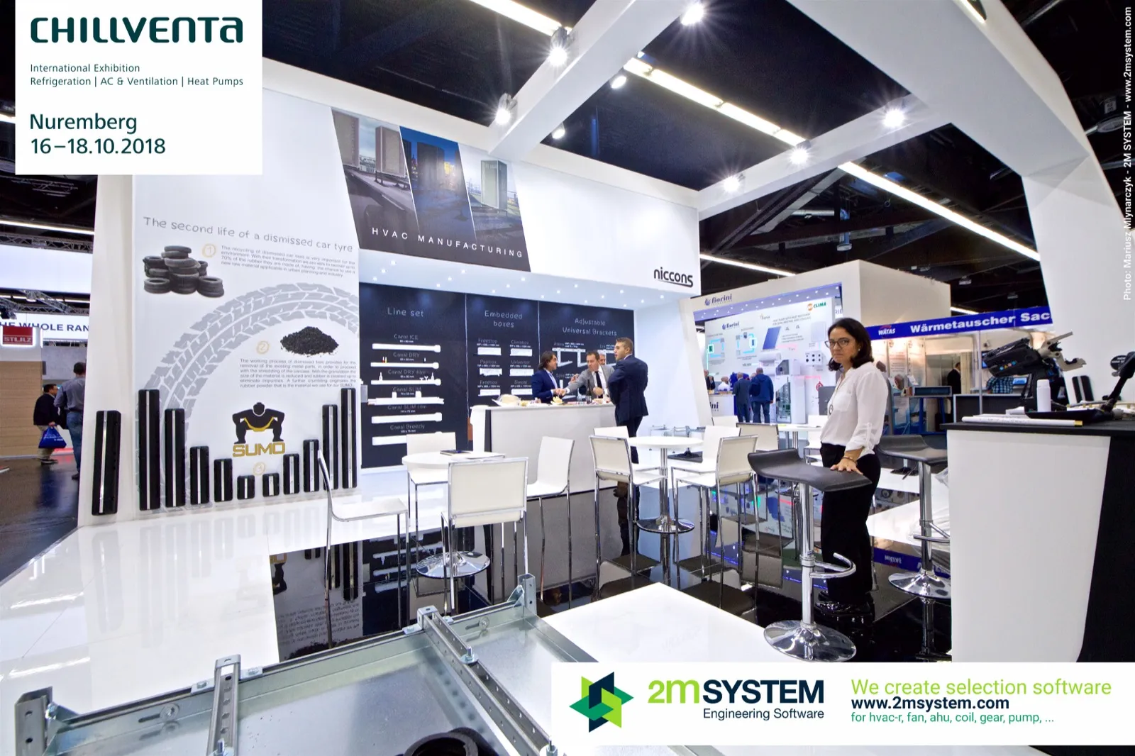 Niccons stand with SUMO rubber supports and 'HVAC Manufacturing' graphics at Chillventa 2018