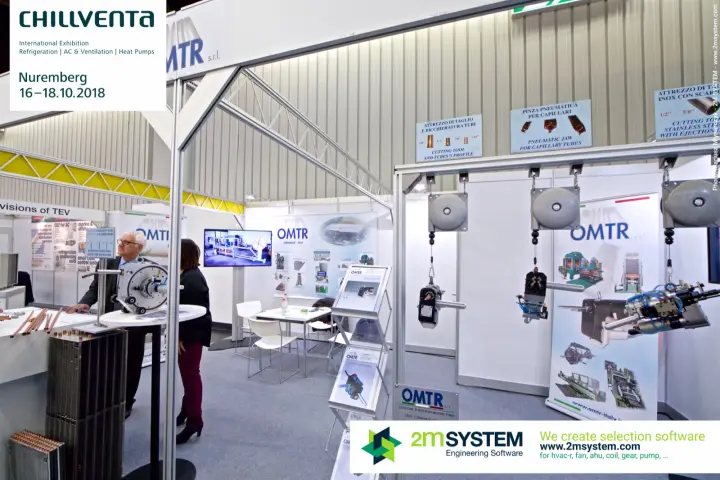 OMTR pneumatic tube cutting and capillary tools hanging from balancers at Chillventa 2018