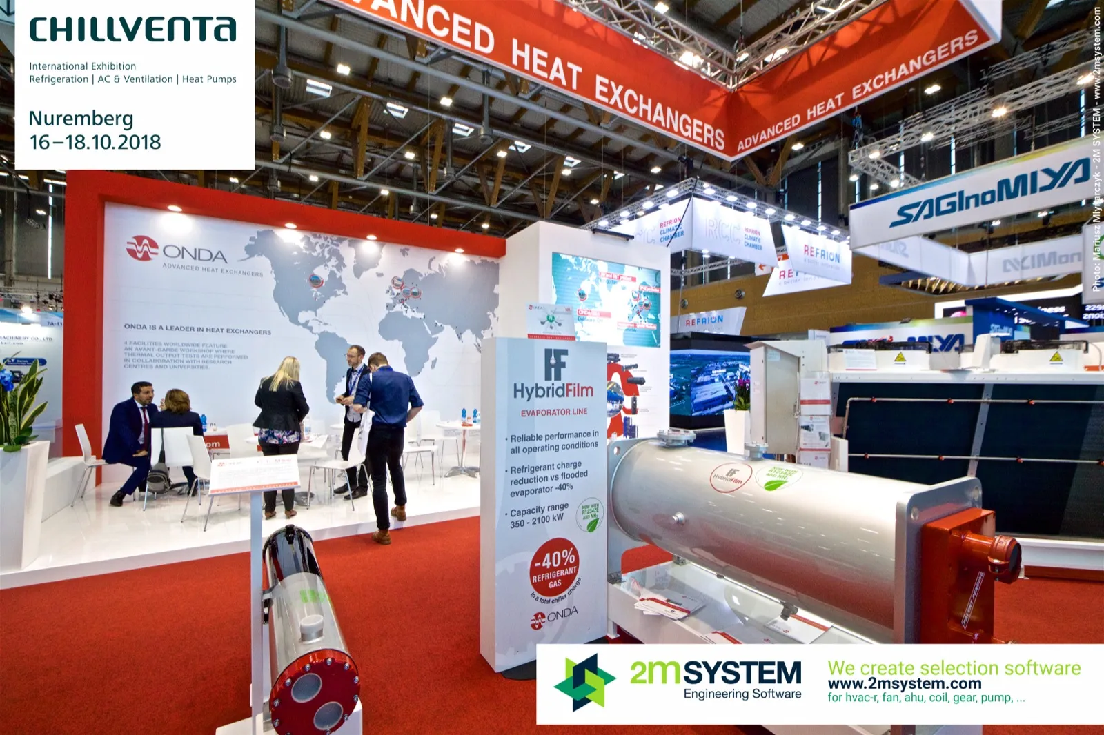 Onda HybridFilm evaporator line with shell-and-tube exchangers on display at Chillventa 2018