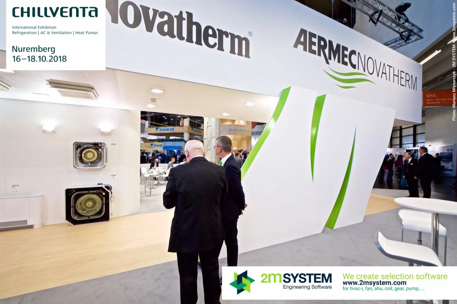 Open cassette units showing their fans on the Aermec Novatherm wall at Chillventa 2018
