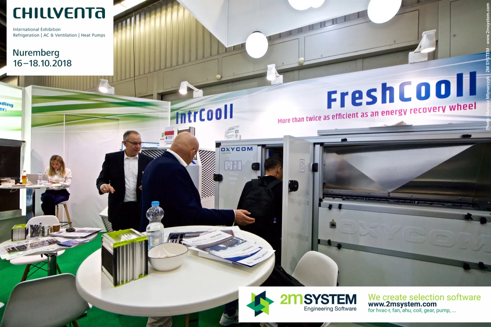 Open FreshCooll air handling unit with exposed heat exchanger at Oxycom at Chillventa 2018