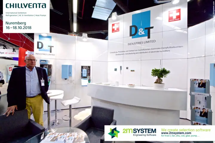 Open humidifier cabinets and white counter on the D&T stand 4-225