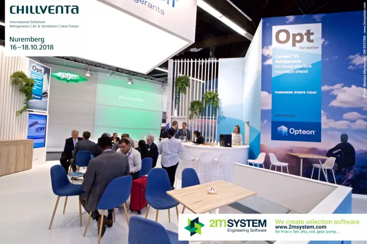 Opteon refrigerants lounge with sky graphics and hanging plants