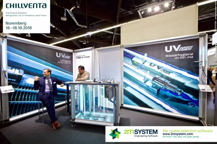 Orca stand with UVpro air and water hygiene and lit "Zuluftentkeimung" demo at Chillventa 2018
