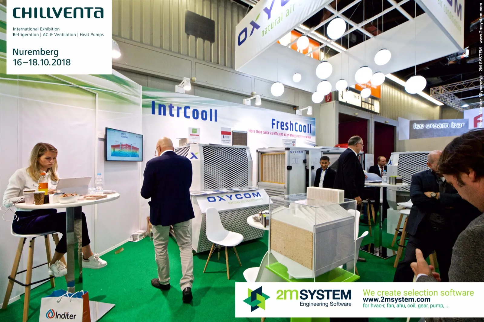 Oxycom stand with IntrCooll and FreshCooll evaporative cooling units at Chillventa 2018