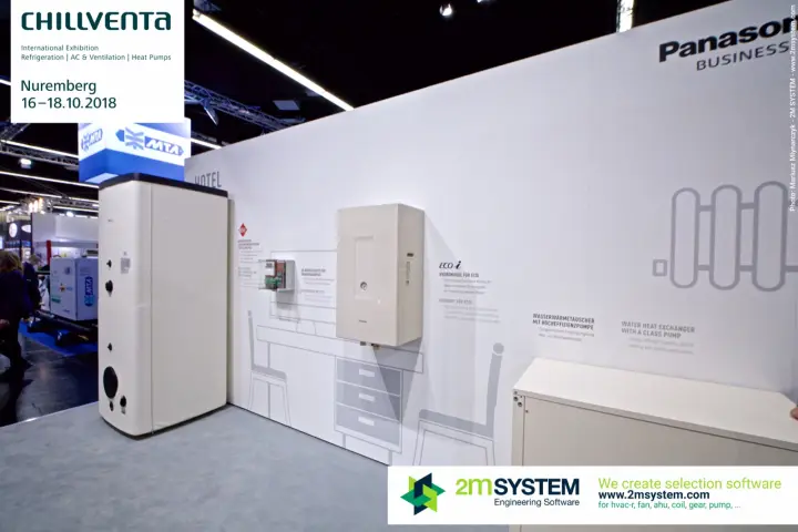 Panasonic hotel zone with ECOi hydro module and storage tank at Chillventa 2018