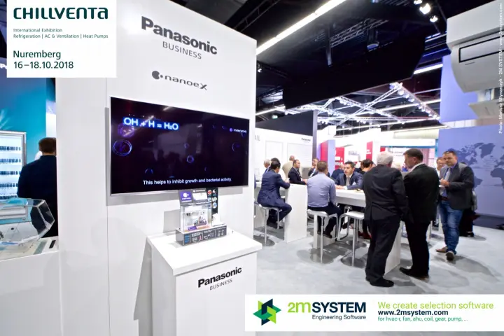 Panasonic nanoe X air purification screen and meeting tables at Chillventa 2018