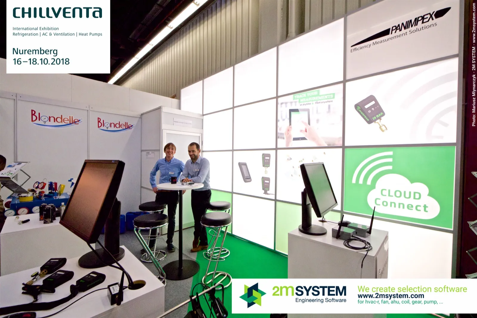 Panimpex backlit wall promoting CLOUD Connect wireless measurement at Chillventa 2018