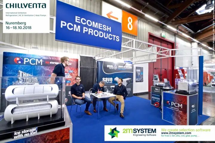 PCM thermal storage tank model at the Ecomesh PCM Products stand