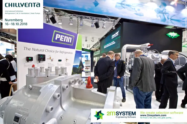 PENN refrigeration controls panel beside an industrial compressor at Chillventa 2018