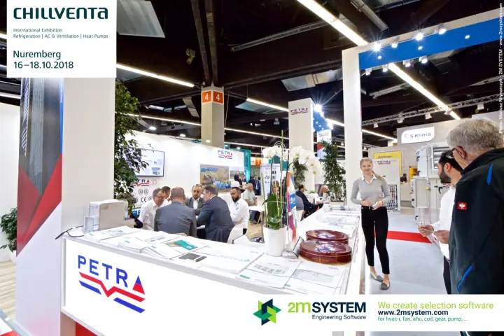 Petra reception counter with brochures and orchids at Chillventa 2018