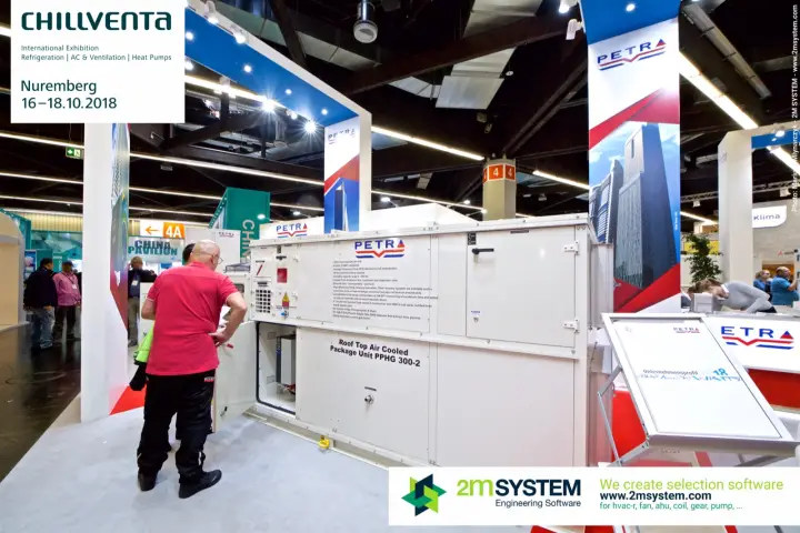 Petra Roof Top Air Cooled Package Unit PPHG 300-2 with open door at Chillventa 2018