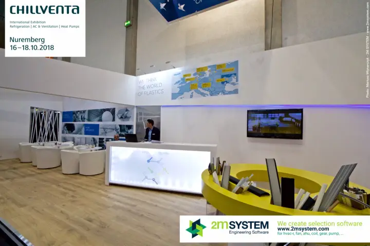 Primo reception counter and yellow plastic profile display